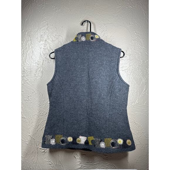 Icelandic Design Womens Vest Black Patchwork 100% Wool‎ Button Front Size Small - Picture 4 of 7